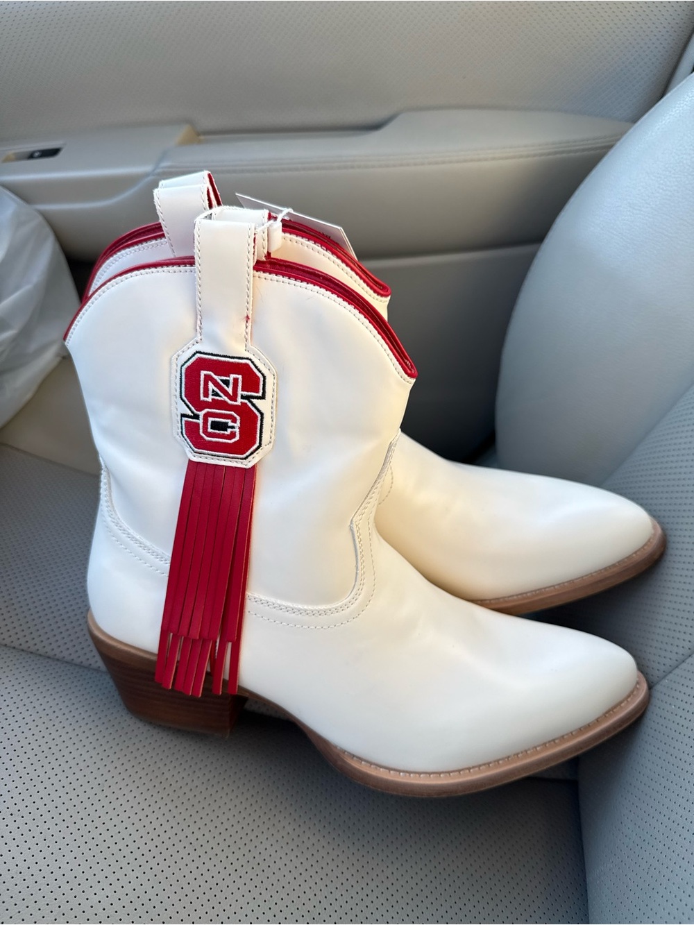 Women’s NCSU white college booties